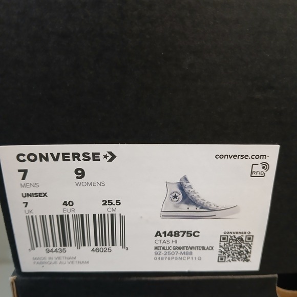 Converse Chuck Taylor All Star Hi Womens 9 Metallic Silver Shoes A14875C - Picture 9 of 9